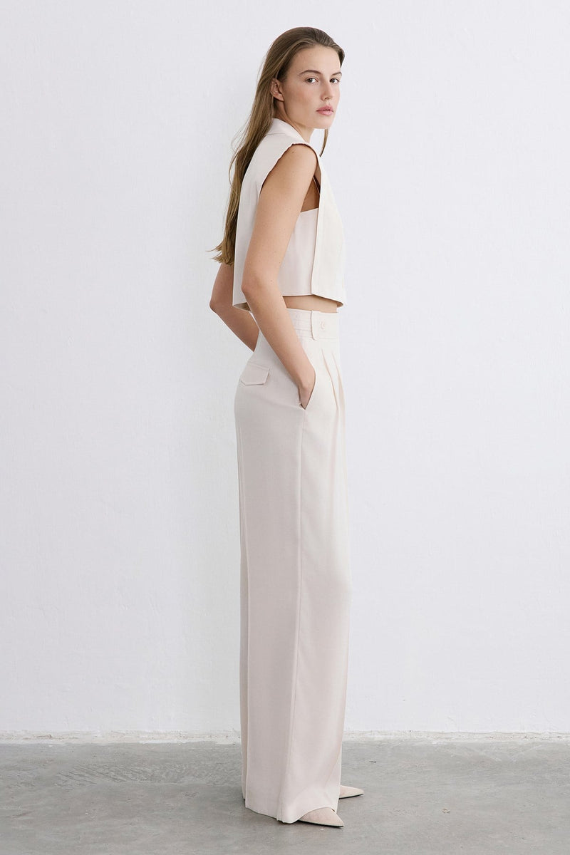 Blazer Collar Padded Crop  Vest