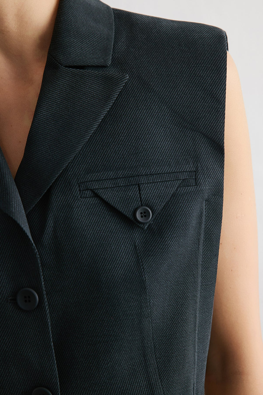 Blazer Collar Padded Crop  Vest