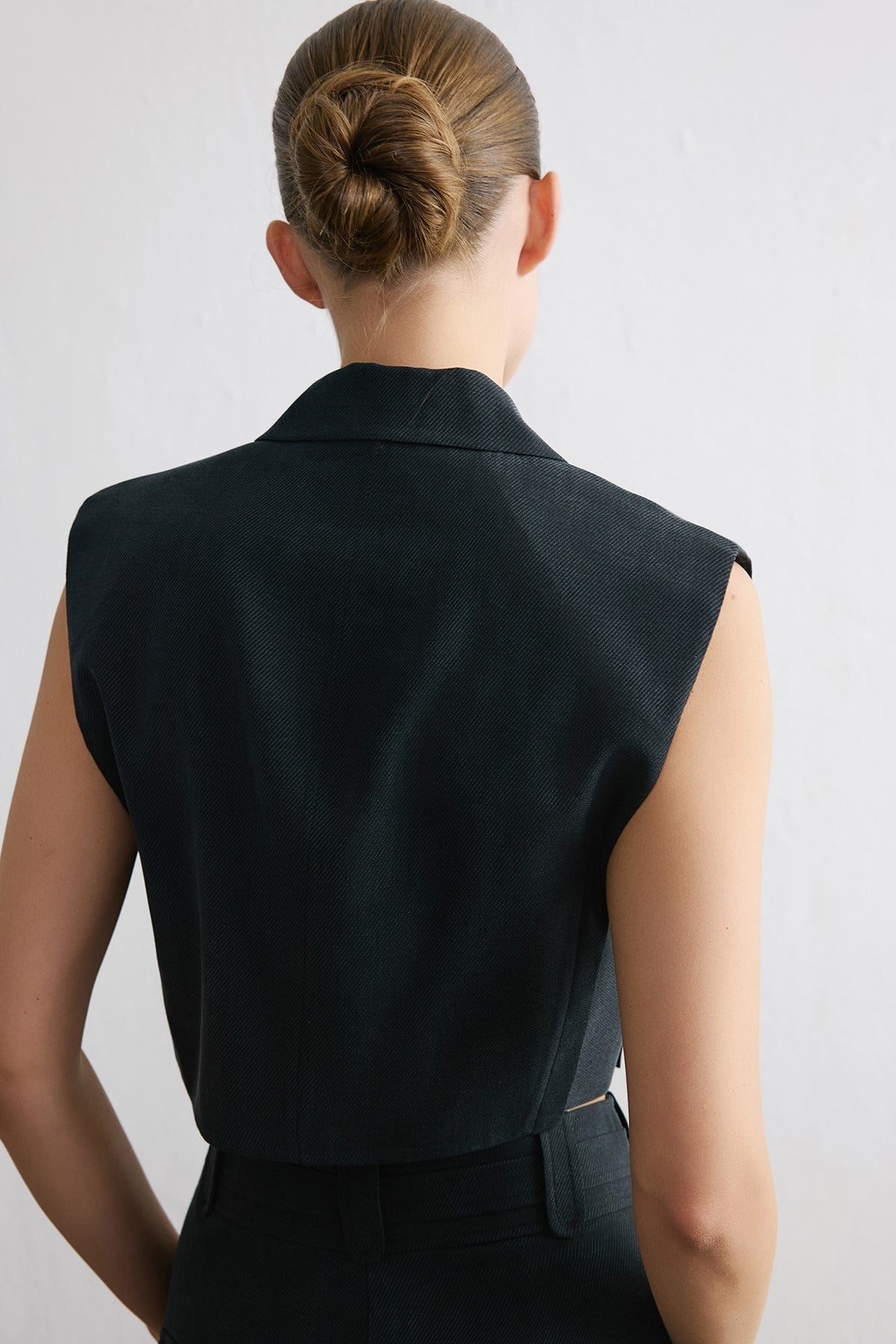 Blazer Collar Padded Crop  Vest