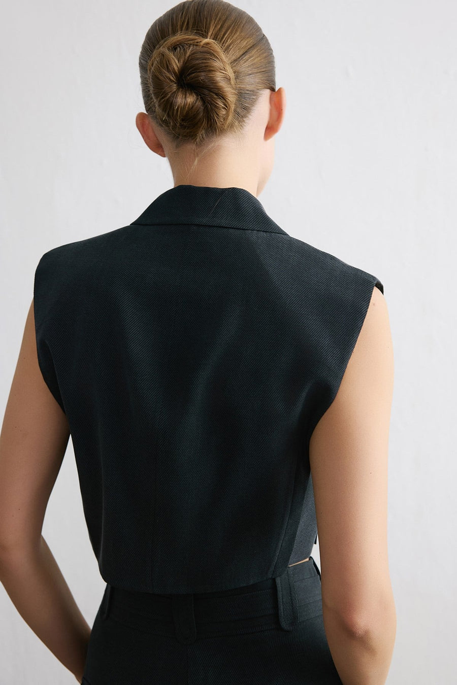 Blazer Collar Padded Crop  Vest