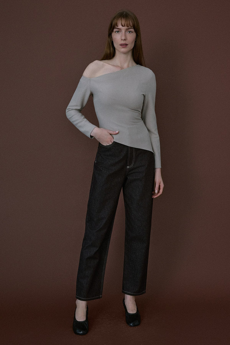 Boat Neck Long Sleeve  Blouse