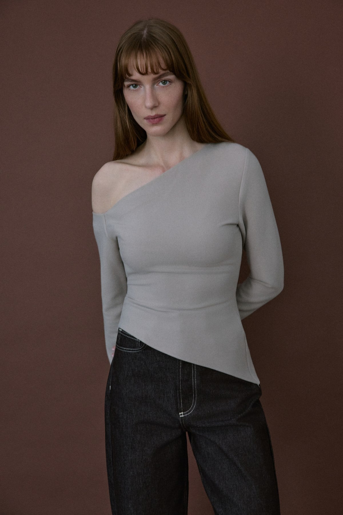 Boat Neck Long Sleeve  Blouse