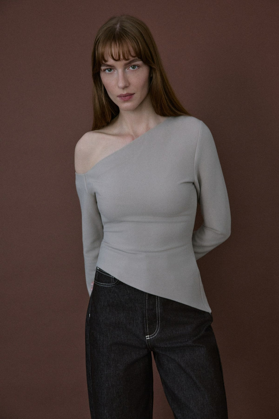 Boat Neck Long Sleeve  Blouse