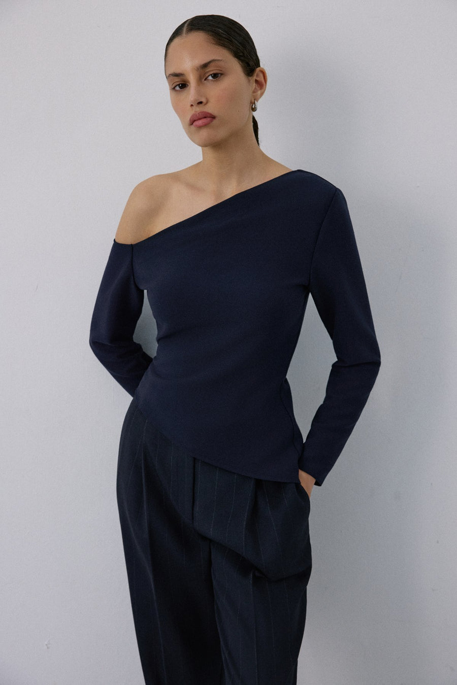 Boat Neck Long Sleeve  Blouse