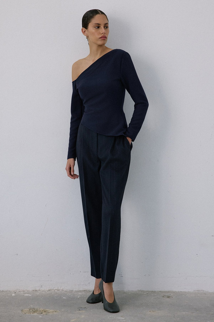 Boat Neck Long Sleeve  Blouse