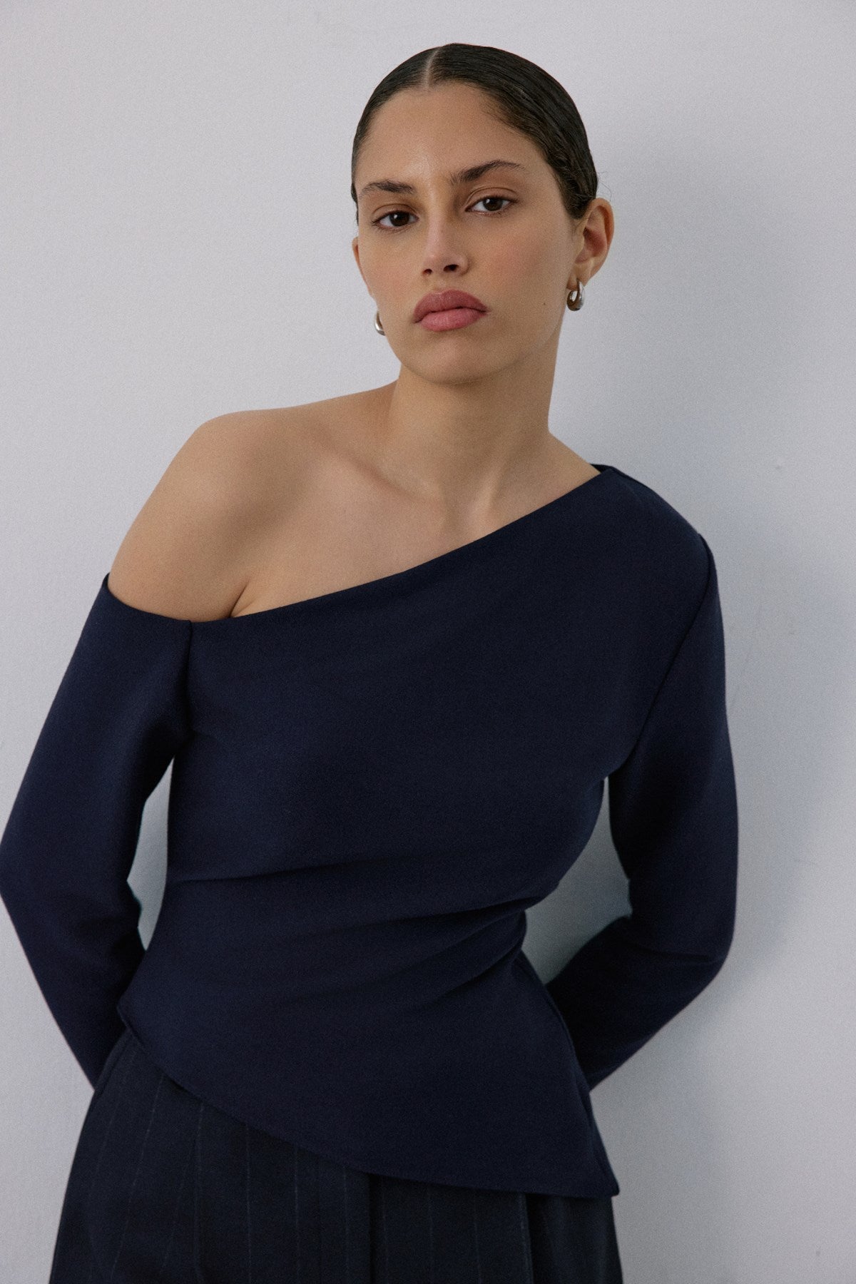 Boat Neck Long Sleeve  Blouse