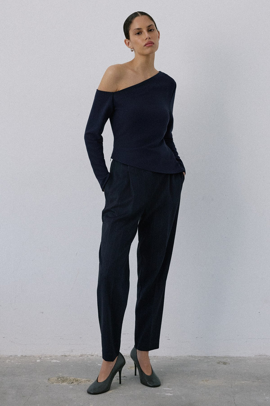 Boat Neck Long Sleeve  Blouse