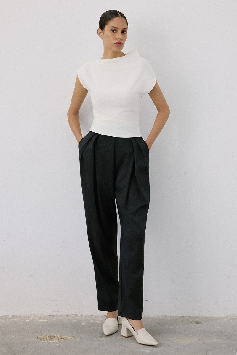 Boat Neck Short Sleeve  Blouse