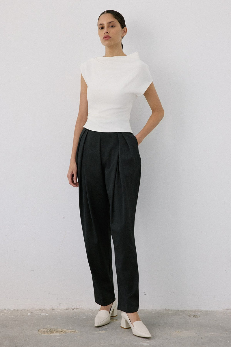 Boat Neck Short Sleeve  Blouse