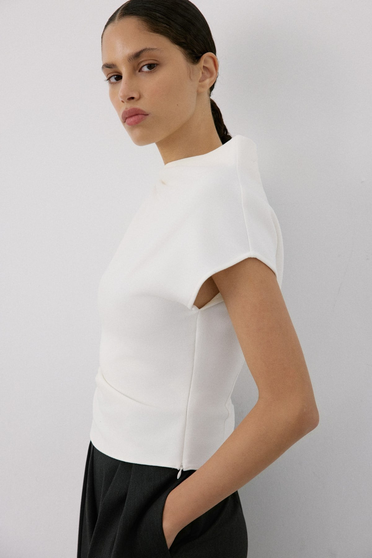 Boat Neck Short Sleeve  Blouse