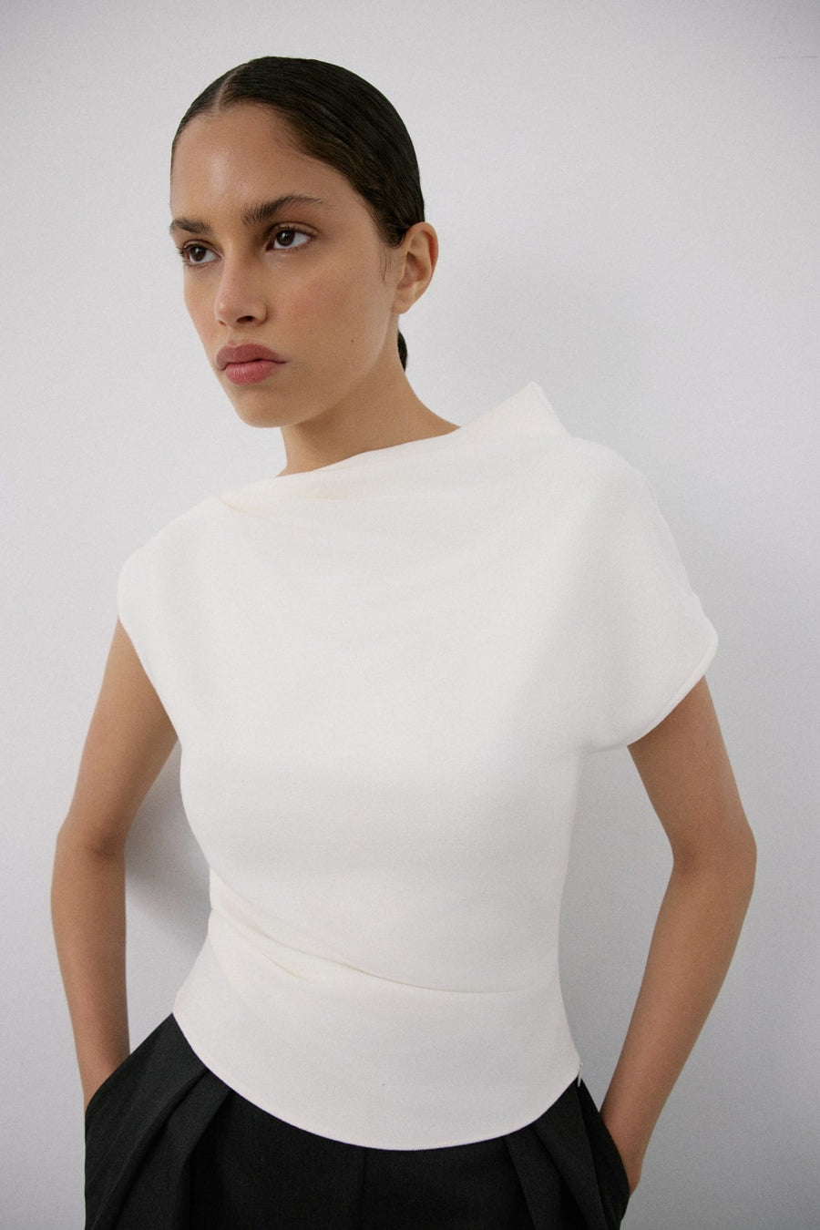 Boat Neck Short Sleeve  Blouse