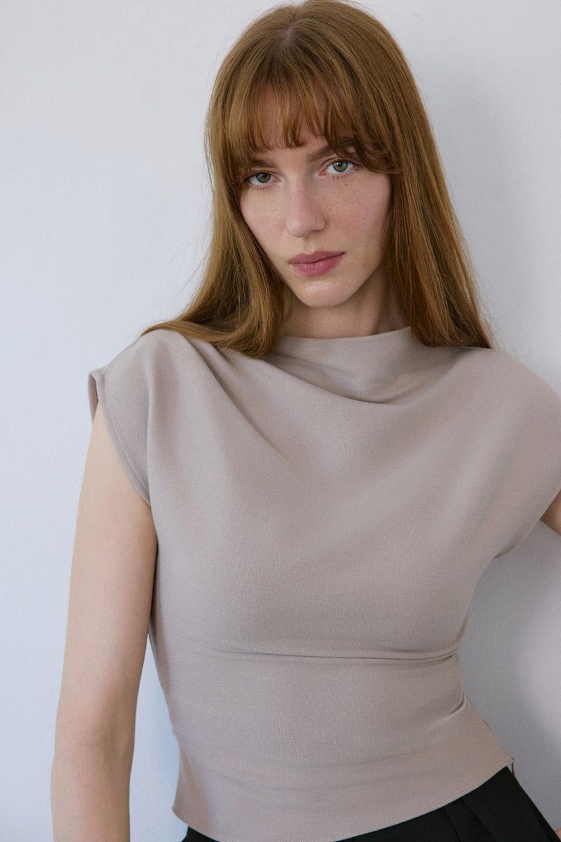 Boat Neck Short Sleeve  Blouse