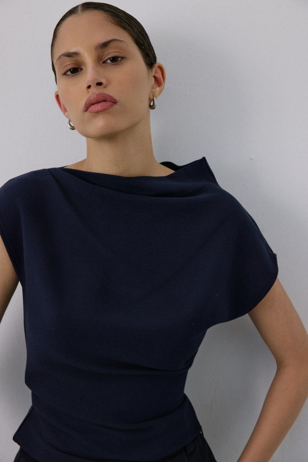Boat Neck Short Sleeve  Blouse