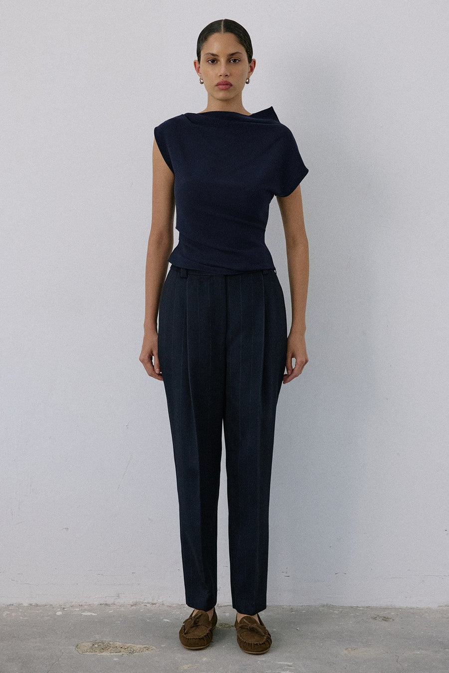 Boat Neck Short Sleeve  Blouse