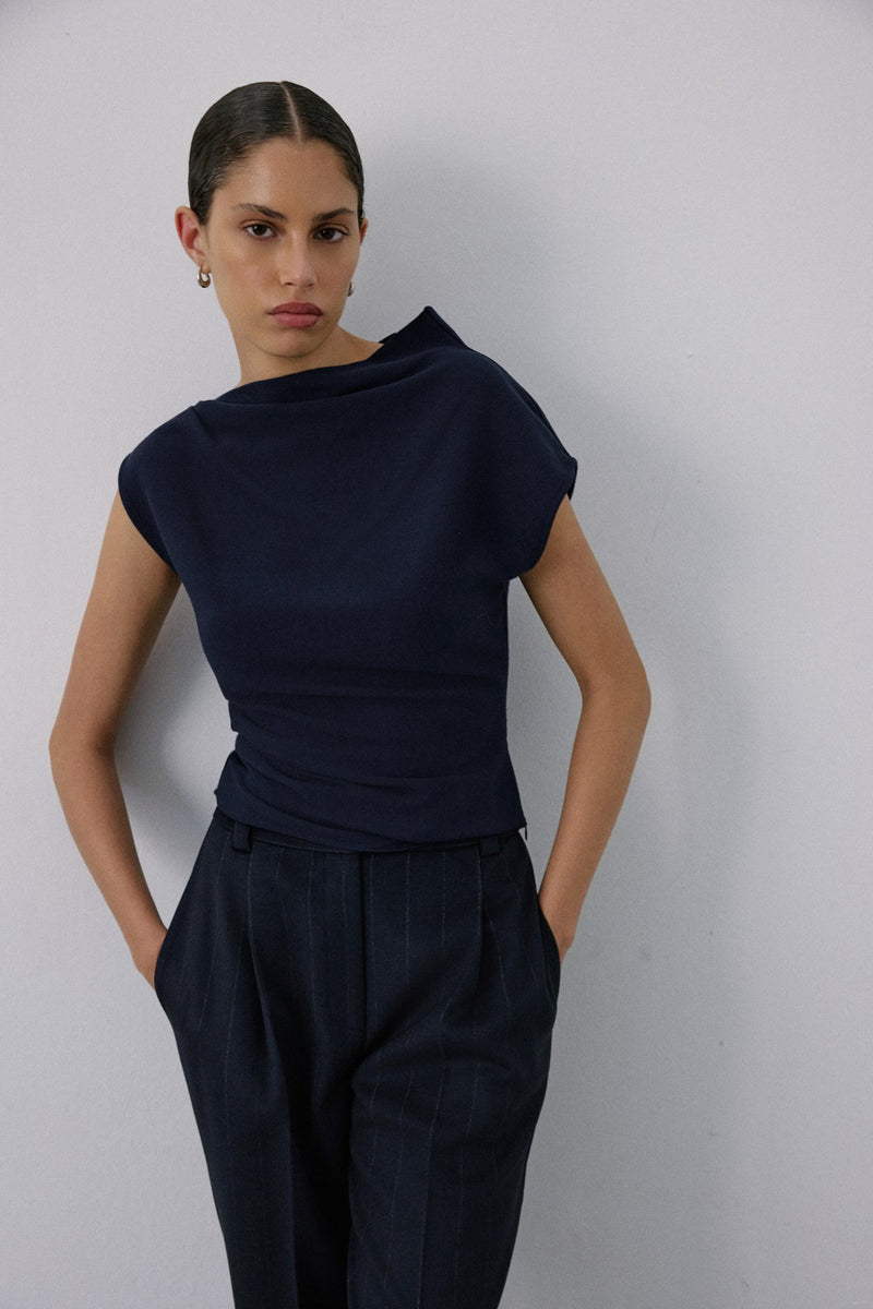 Boat Neck Short Sleeve  Blouse