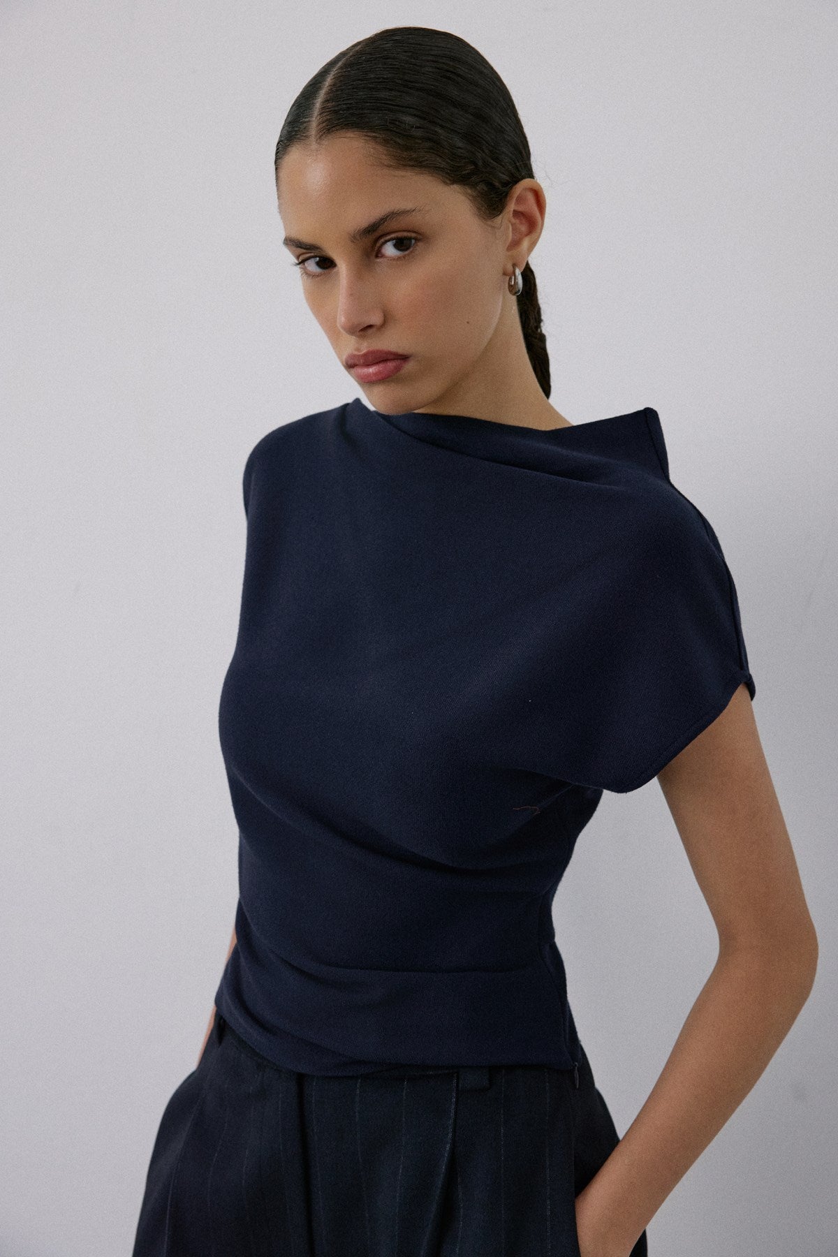 Boat Neck Short Sleeve  Blouse