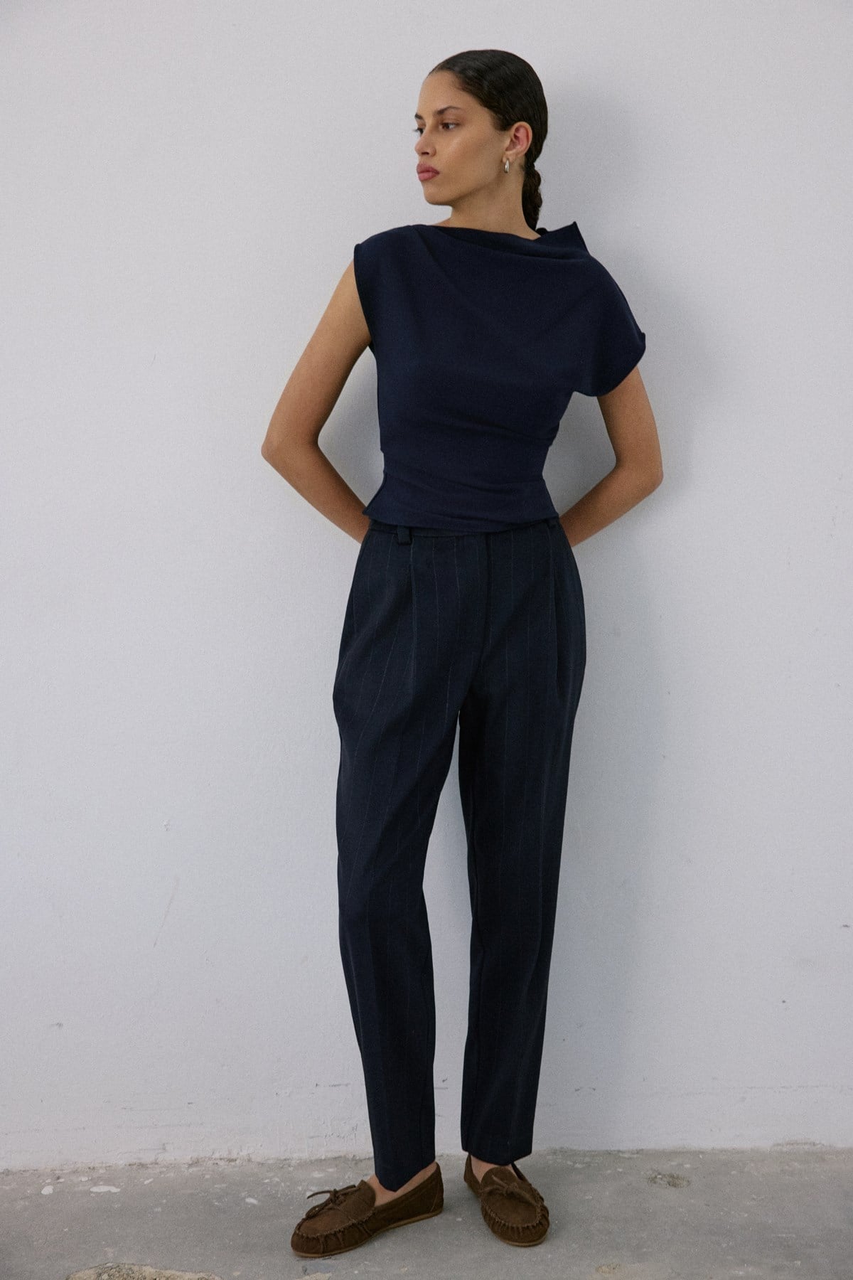 Boat Neck Short Sleeve  Blouse