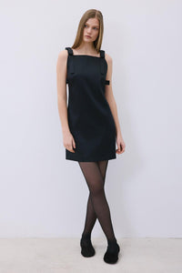 Black Bow Detail Mini Dress