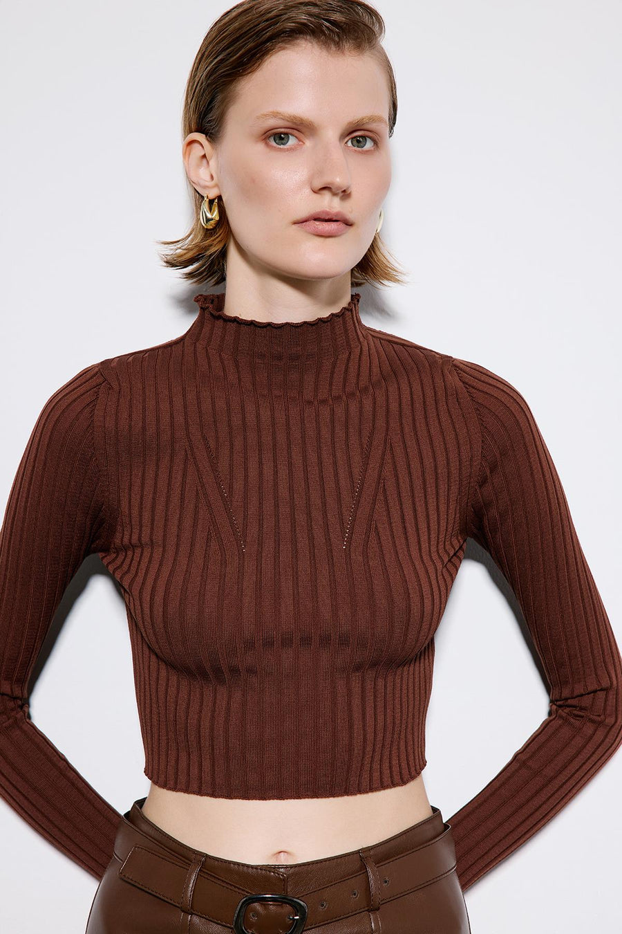 Leather Trousers With Metal Buckle