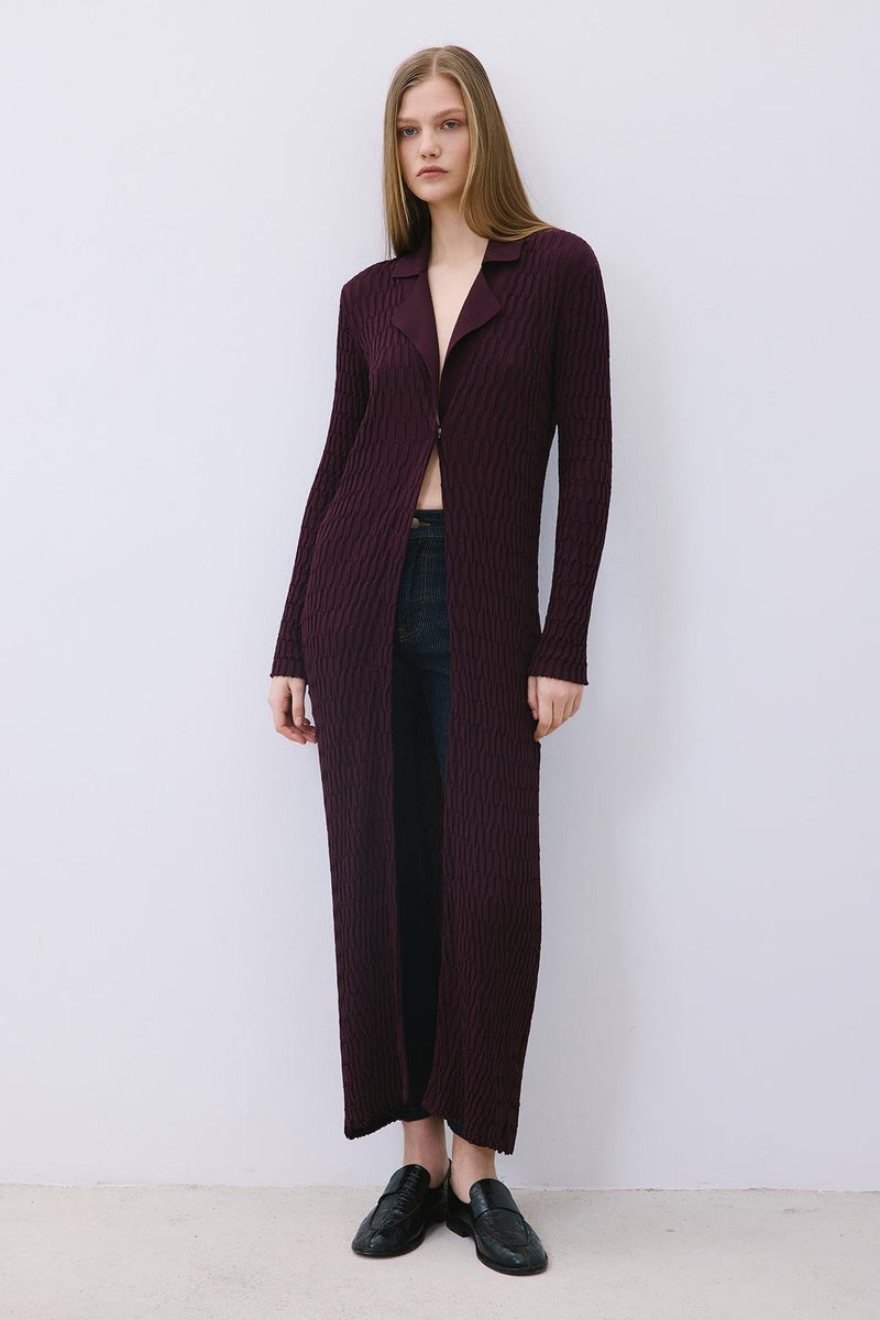 Long Jacquard Knit Cardigan