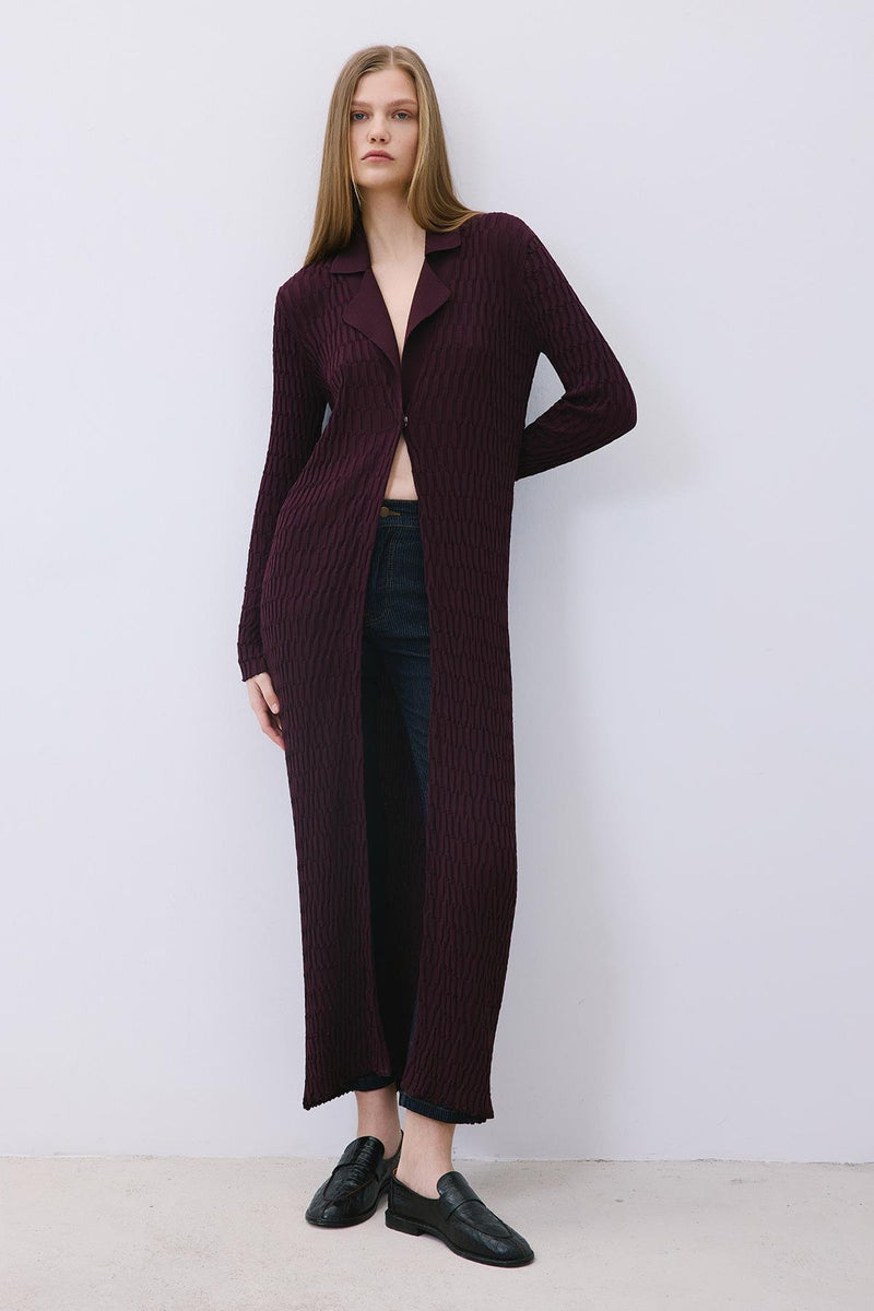 Long Jacquard Knit Cardigan