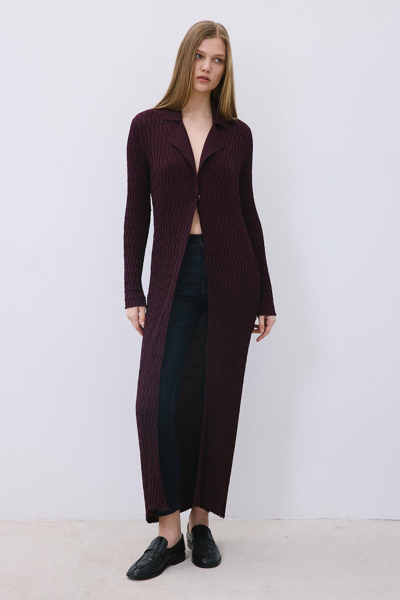 Long Jacquard Knit Cardigan