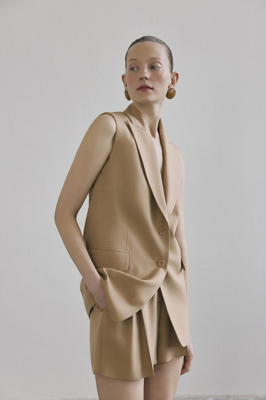 Button Front Side Pocket  Vest