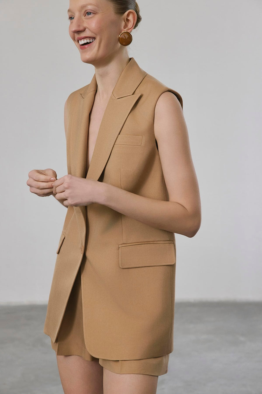Button Front Side Pocket  Vest