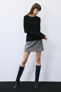 Black Cashmere Basic Knit Blouse
