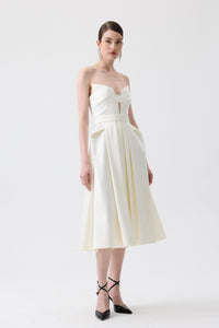 Ecru Chest Cut-Out Midi Dress