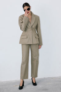 Mink Contrast Stitch Lined  Blazer