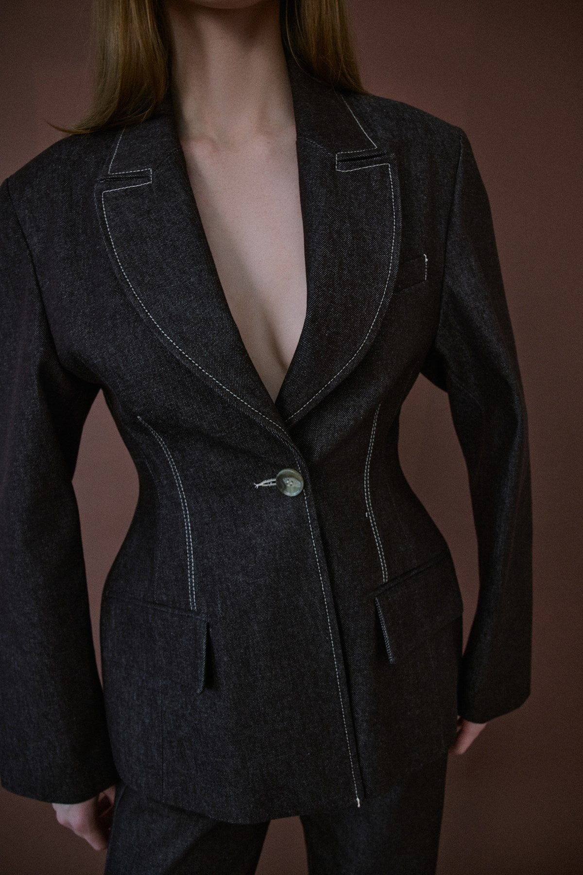 Contrast Stitch Lined  Blazer
