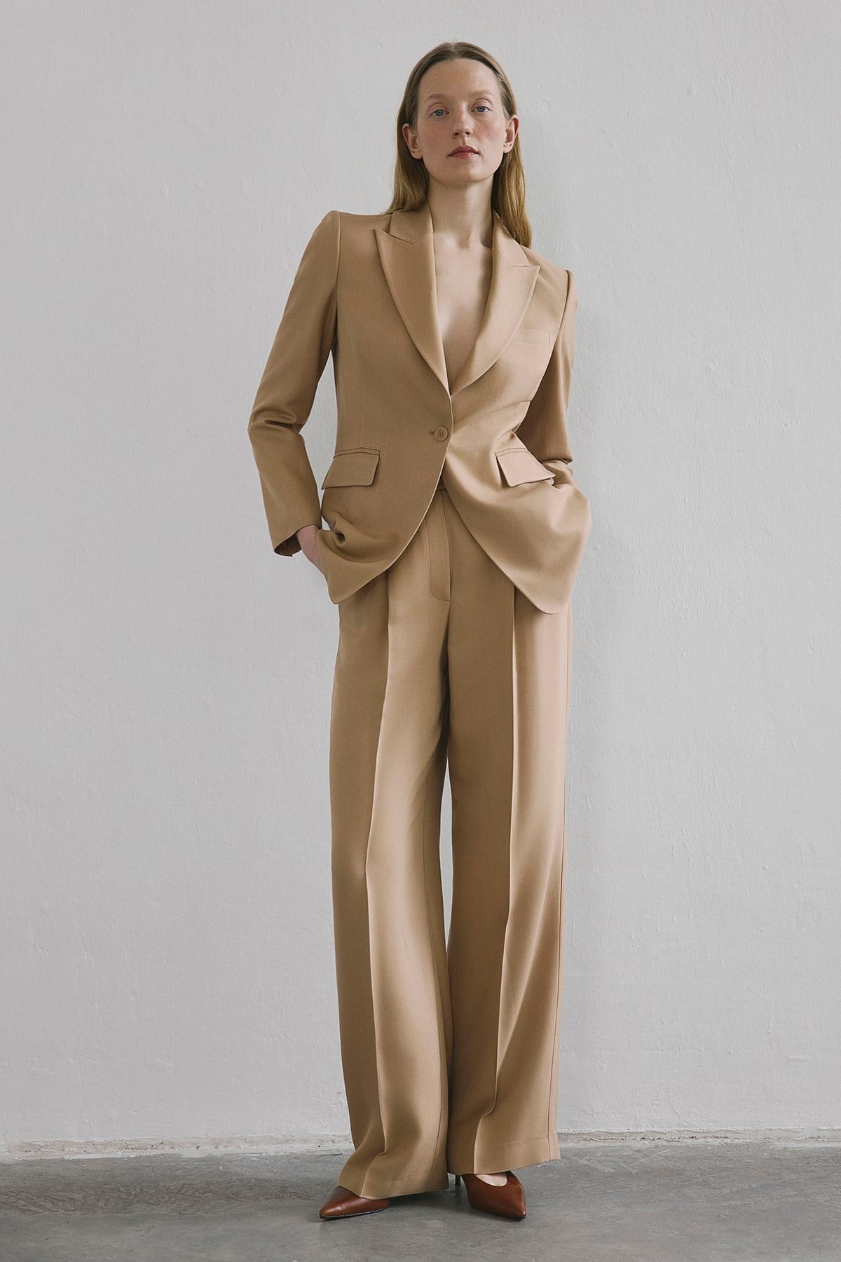 Crease Detail Pleated Wide Leg  Pants