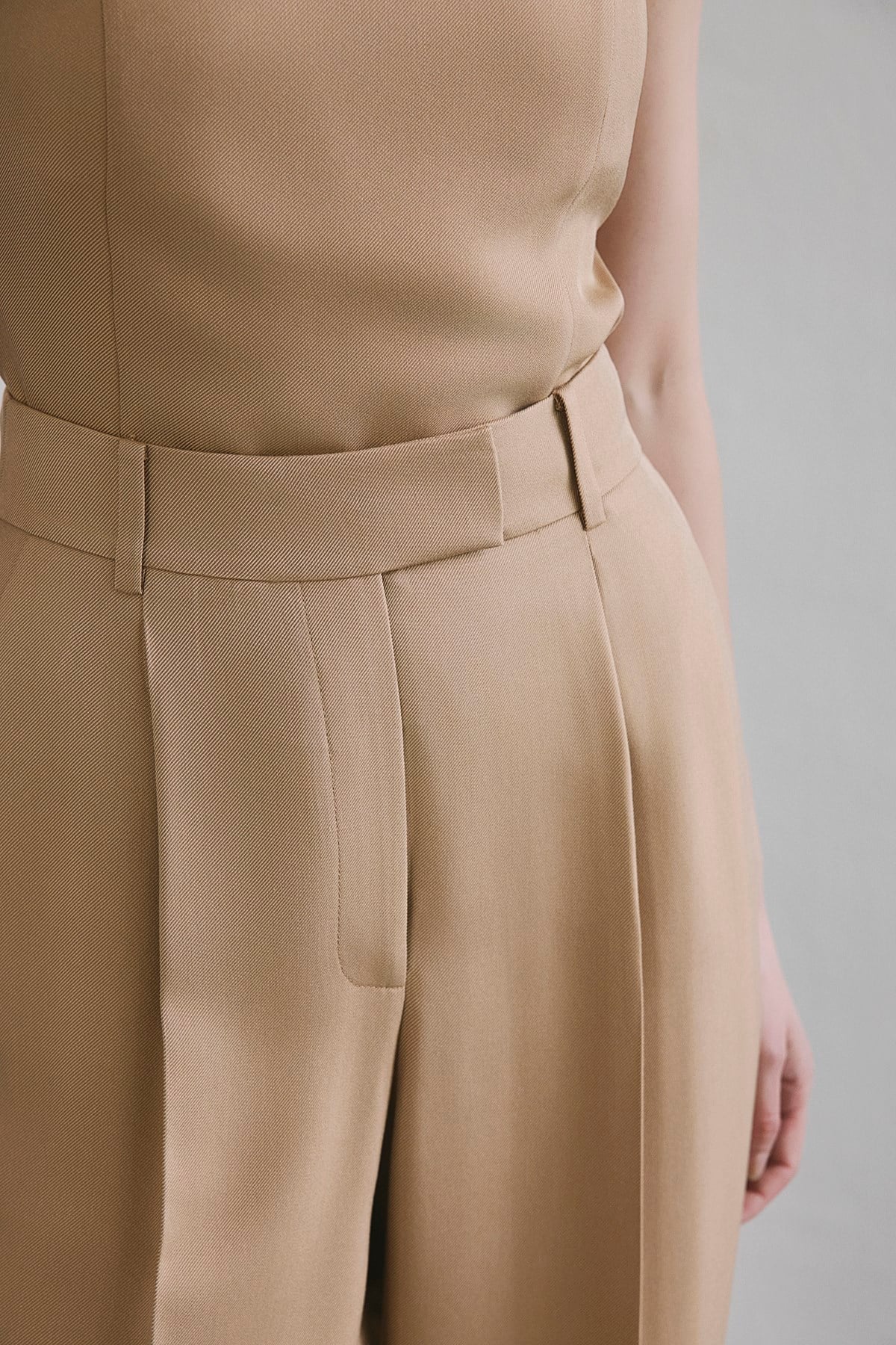 Crease Detail Pleated Wide Leg  Pants