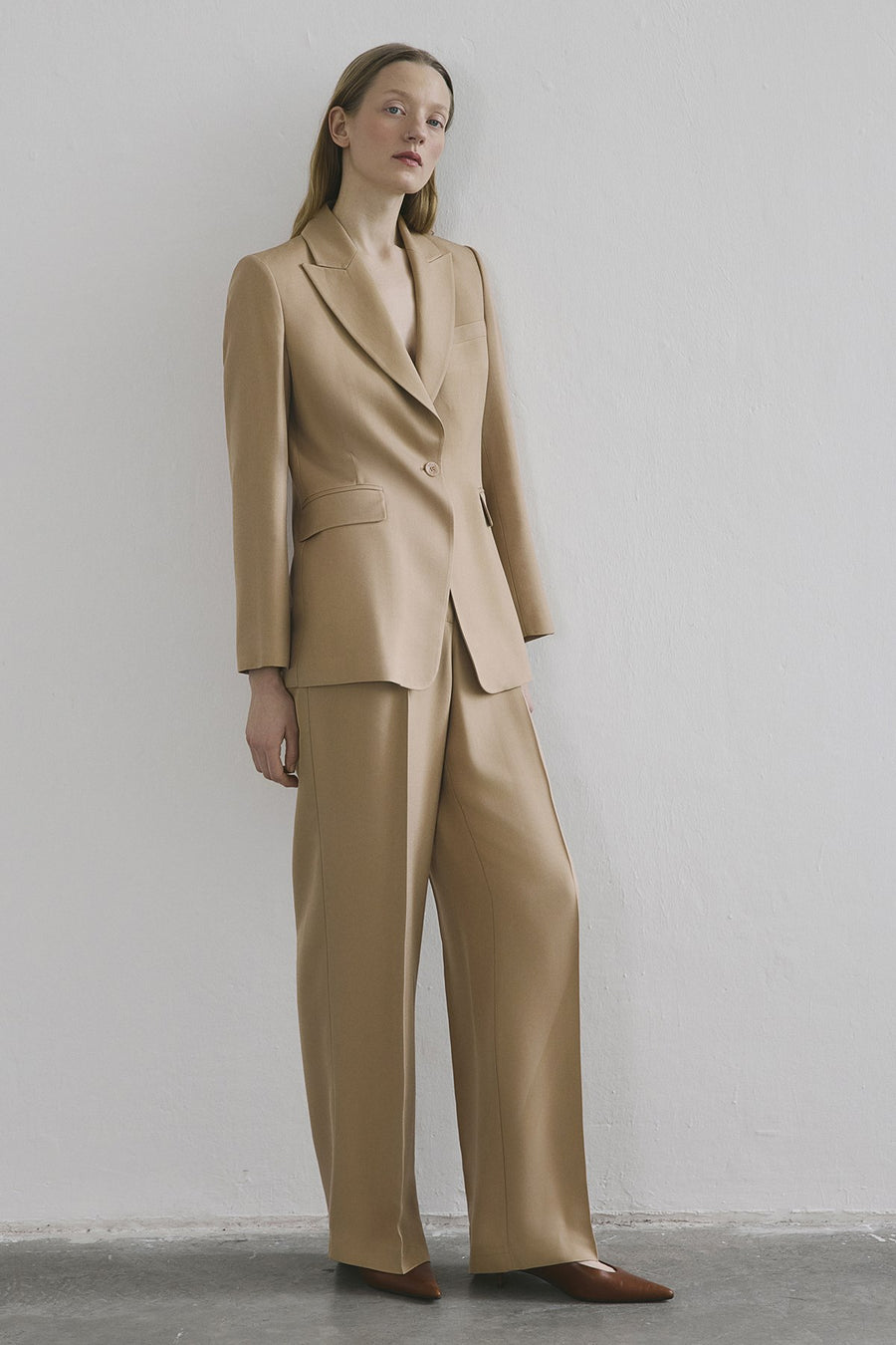 Crease Detail Pleated Wide Leg  Pants
