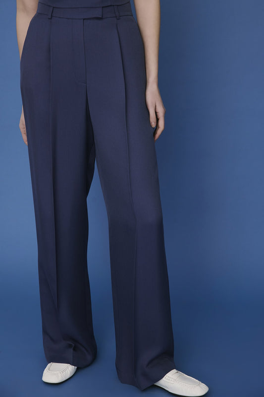 Crease Detail Pleated Wide Leg  Pants