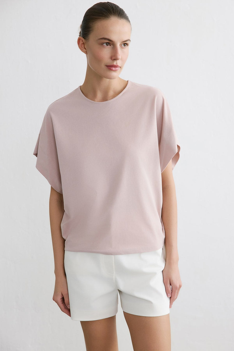 Crew Neck Knit Powder T-shirt