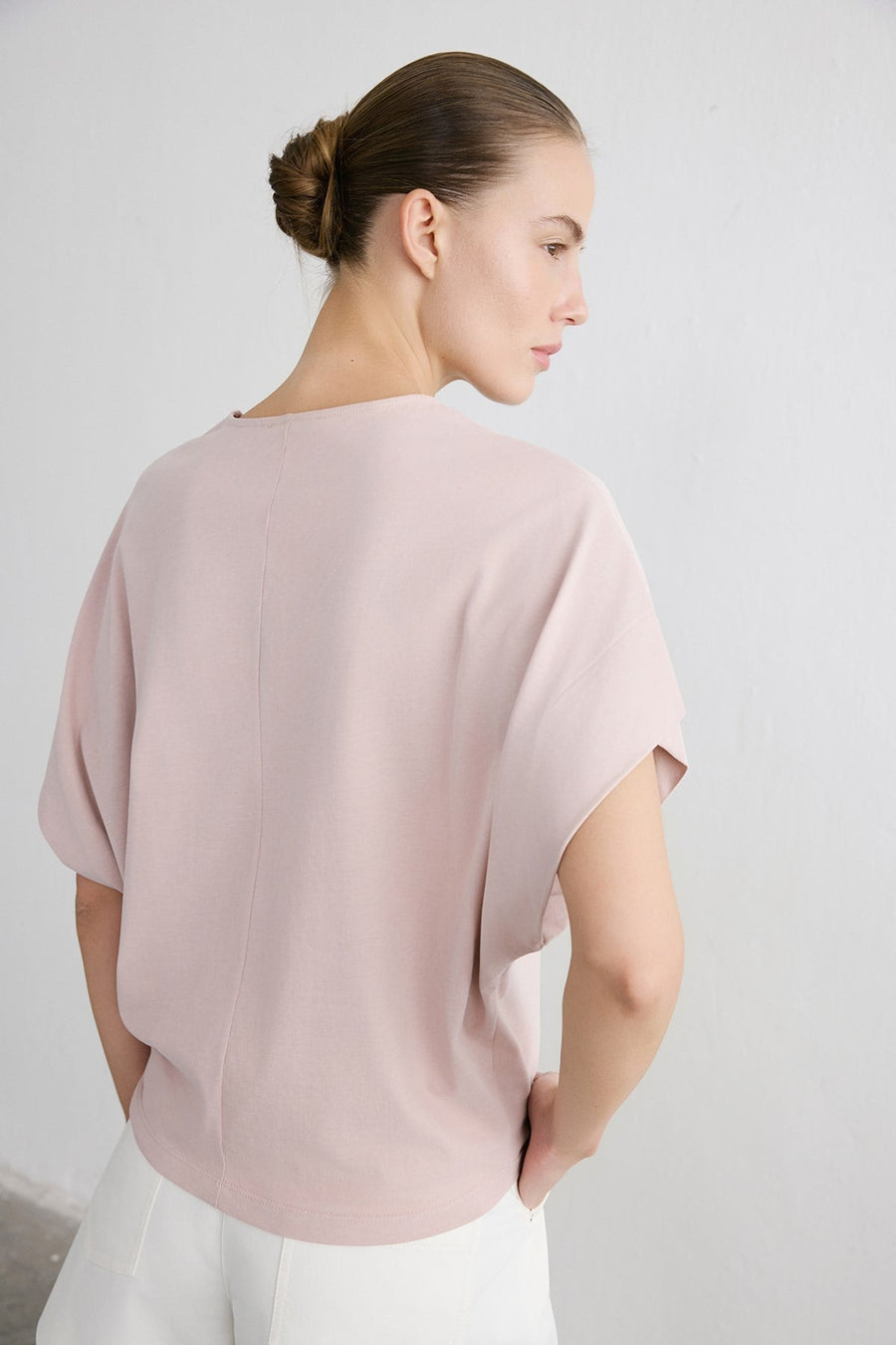 Crew Neck Knit Powder T-shirt