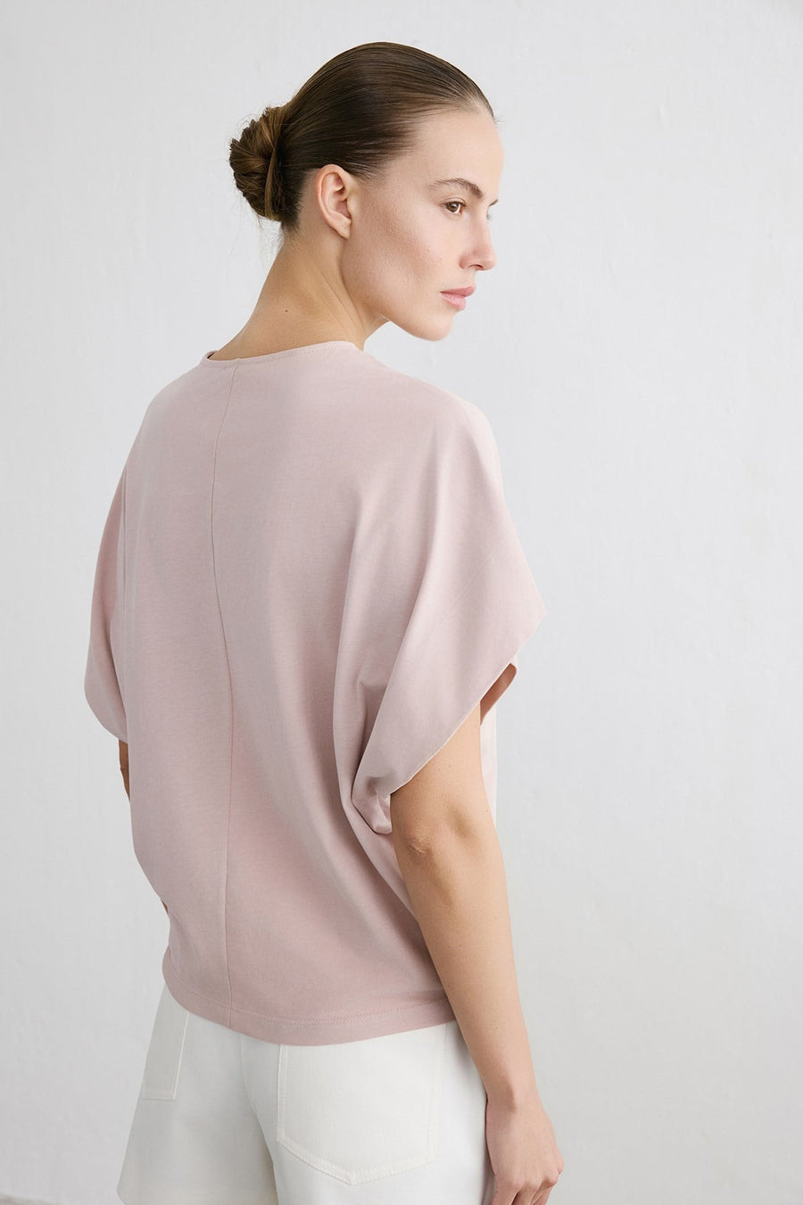 Crew Neck Knit Powder T-shirt