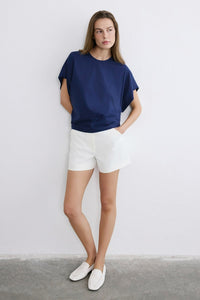 Navy Crew Neck Knit Powder T-Shirt