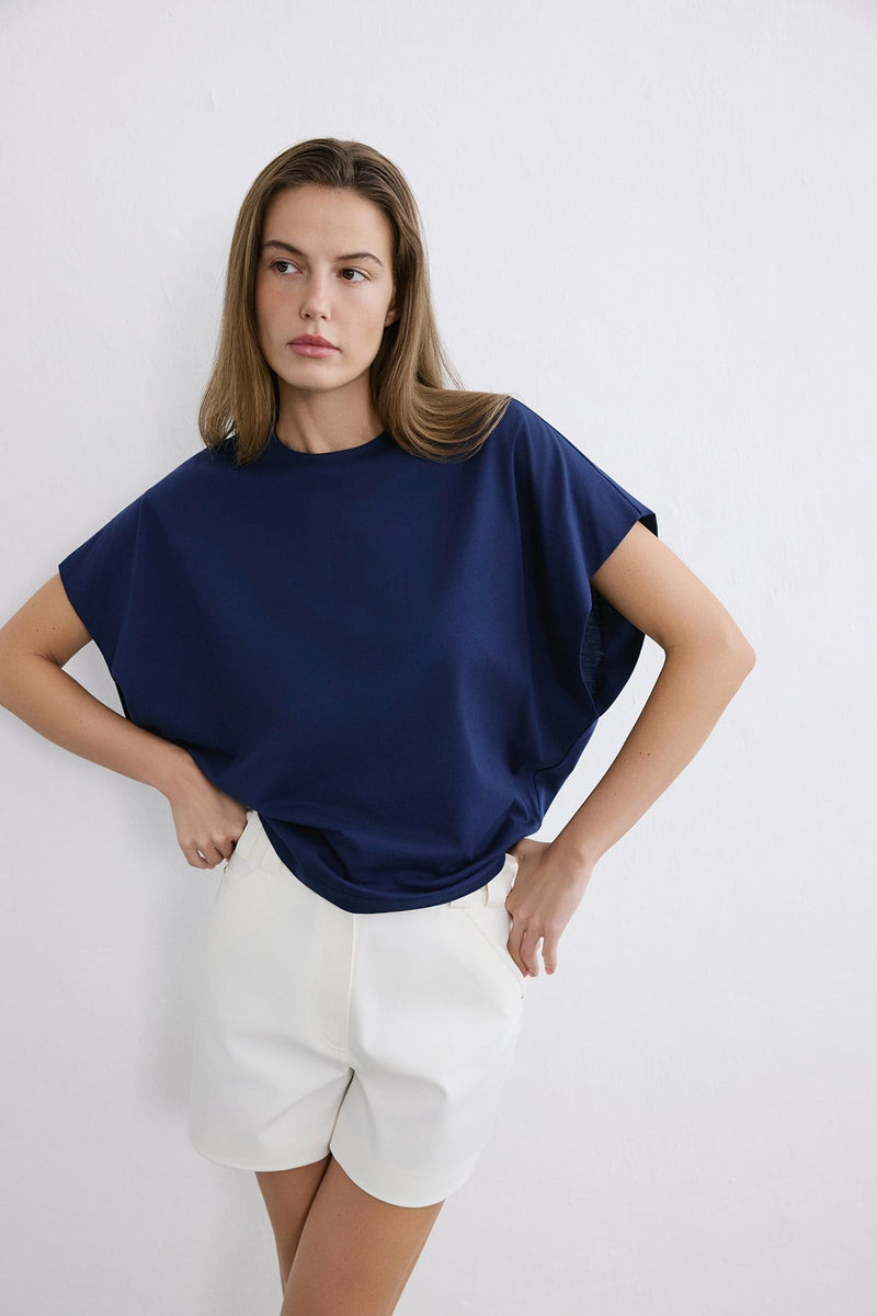 Crew Neck Knit Powder T-shirt