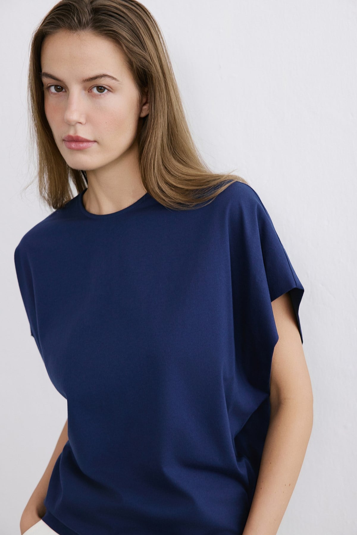 Crew Neck Knit Powder T-shirt