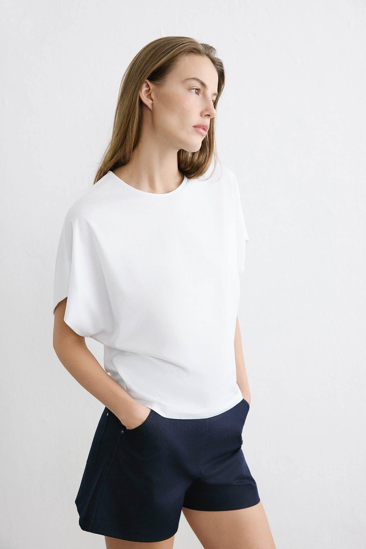 Crew Neck Knit Powder T-shirt