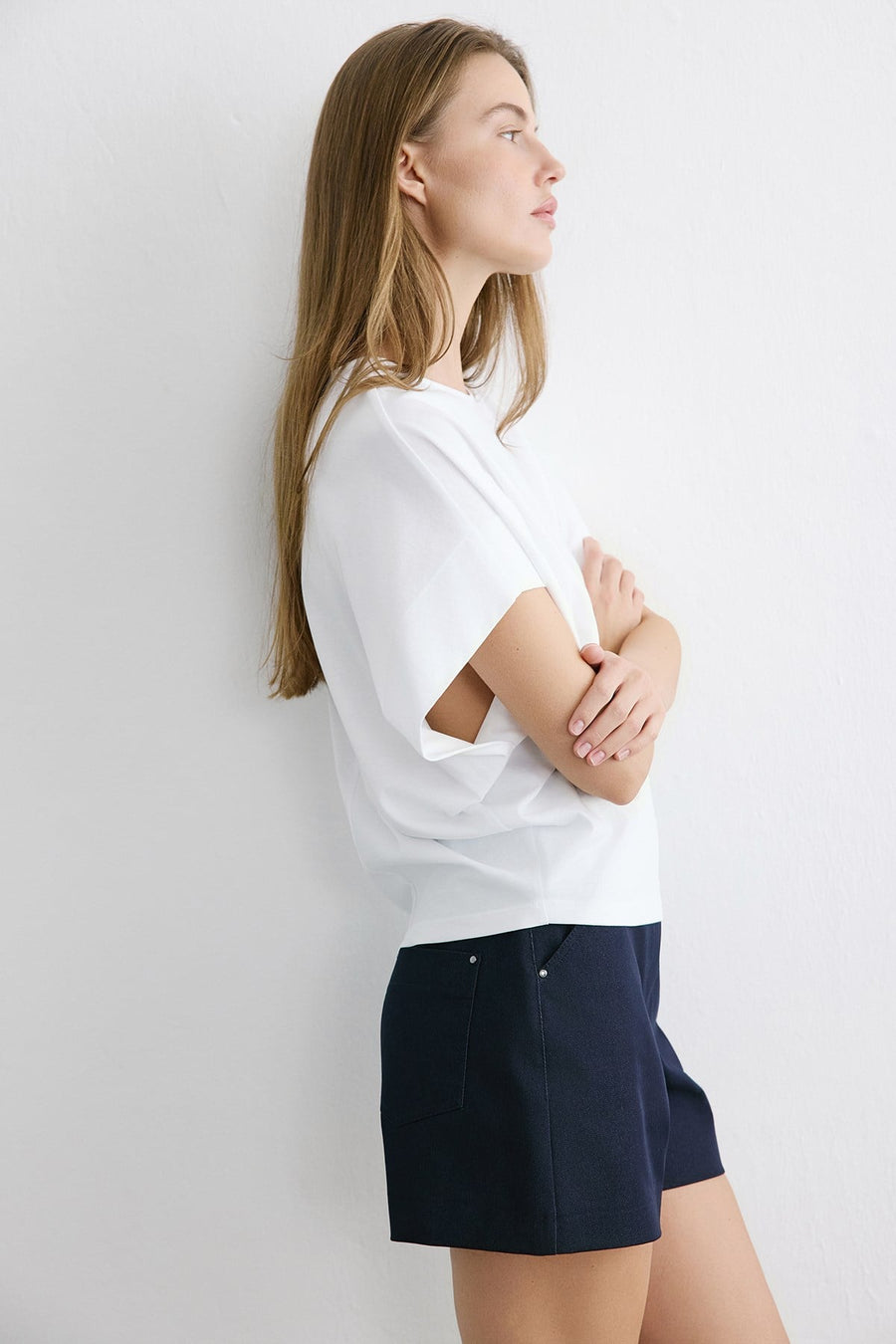 Crew Neck Knit Powder T-shirt