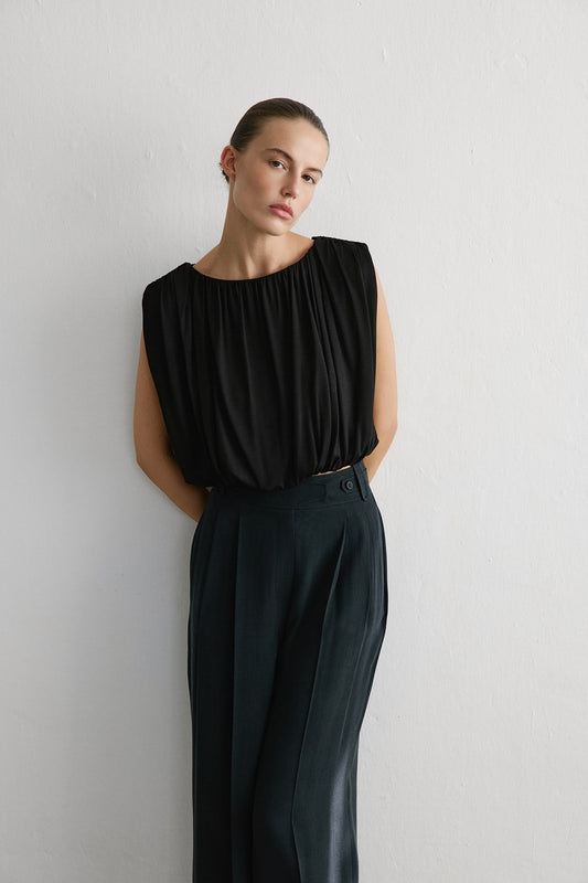 Crew Neck Knitted Tobacco Blouse