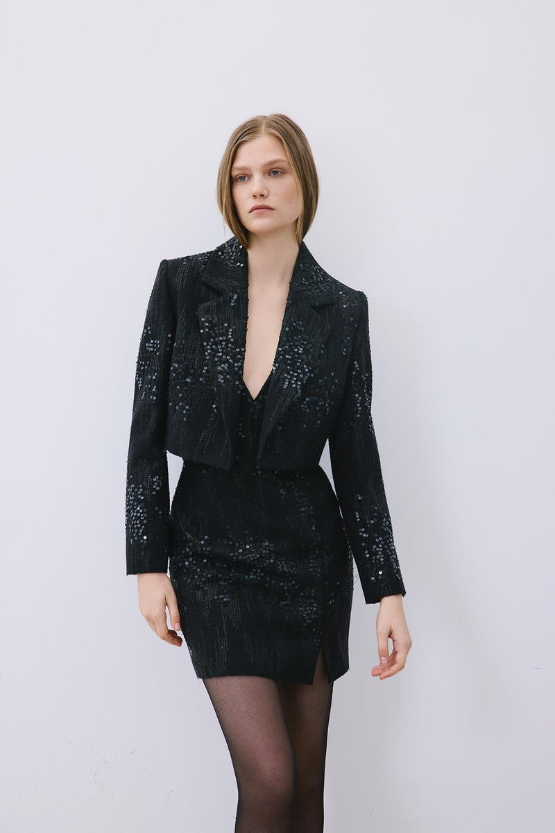 Cropped Sequin Jacket