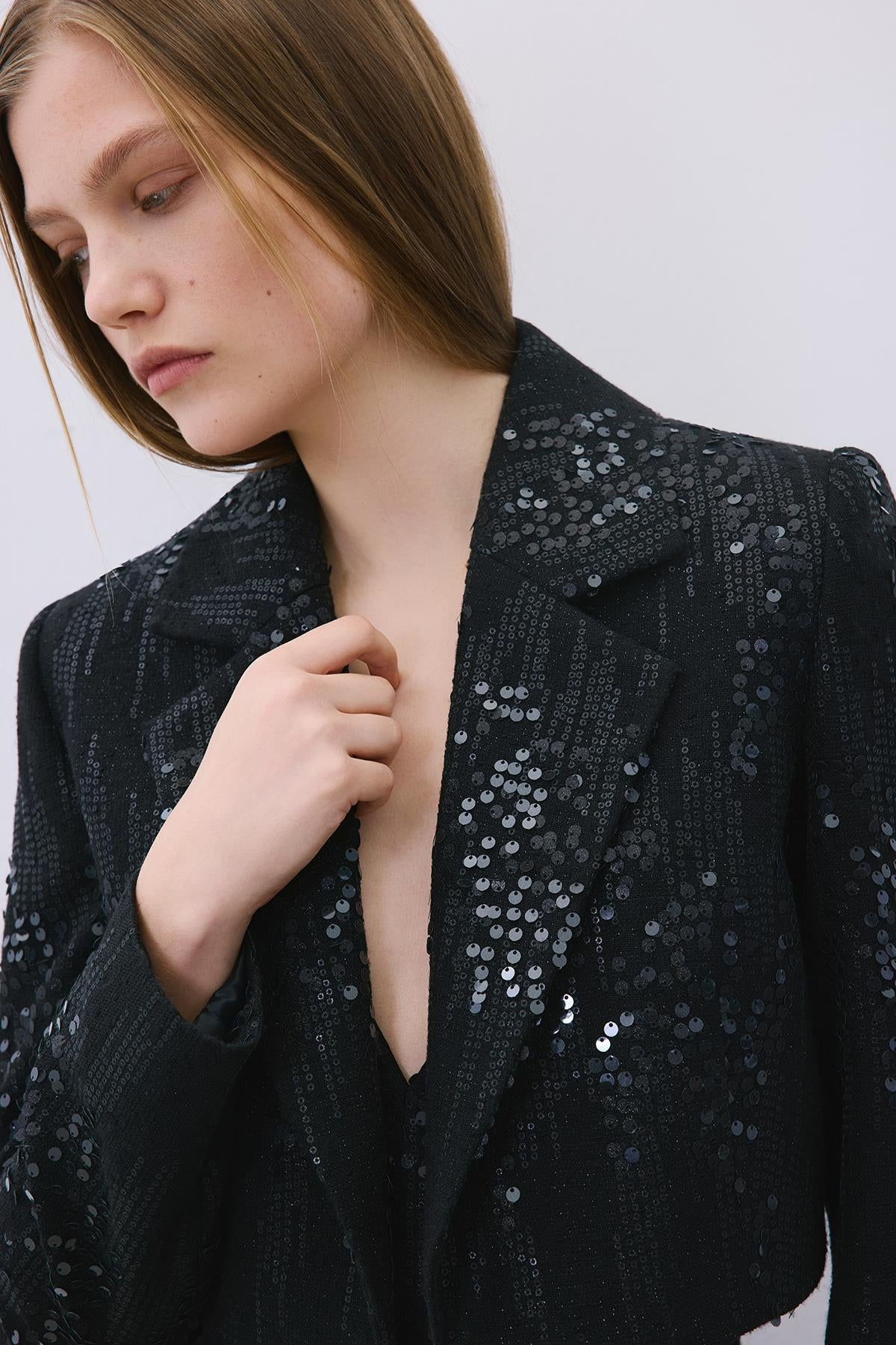 Cropped Sequin Jacket