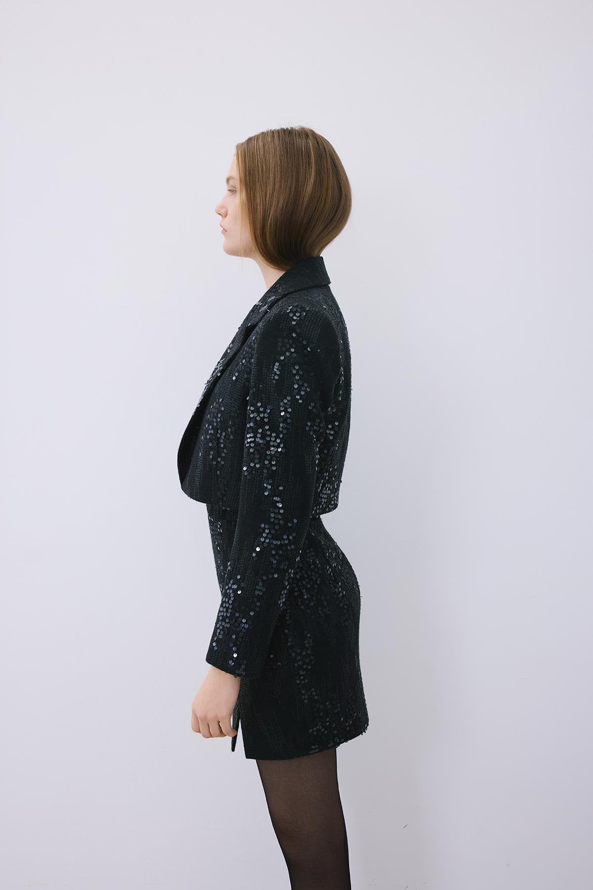 Cropped Sequin Jacket
