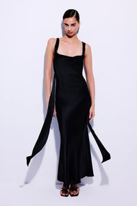 Black Cross Back Detailed Midi Dress