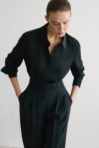 Black Cuffed Long Sleeve  Shirt